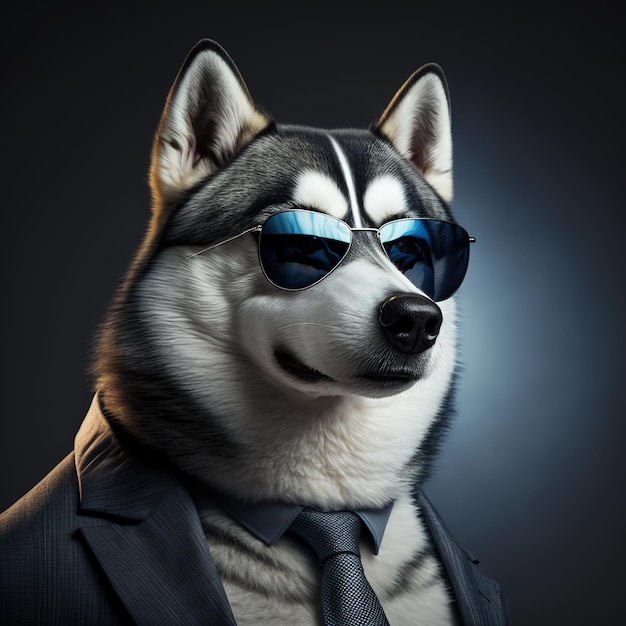 Digitale kunst dierlijke mascotte 3D-illustraties van een husky op geïsoleerde achtergrond