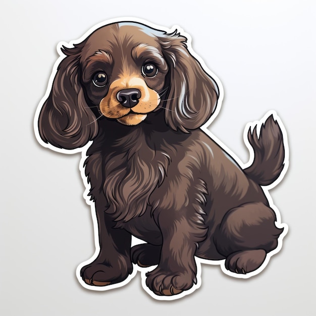 Digitale kunst hond puppy sticker kleine bruine cocker-spaniël