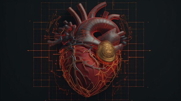 Foto digitale kunst van een automatisch gecorrigeerd menselijk hart ingeneratieve ai