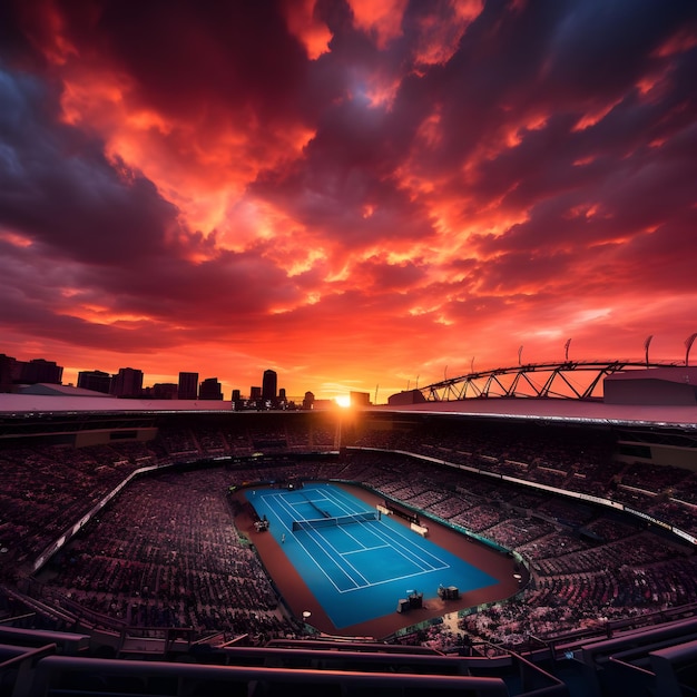 Digitale kunst voor tennisbanen voor social media-posts en wallpaper banners