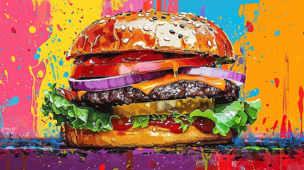 Digitale levendige stippen kunst van een klassieke burger