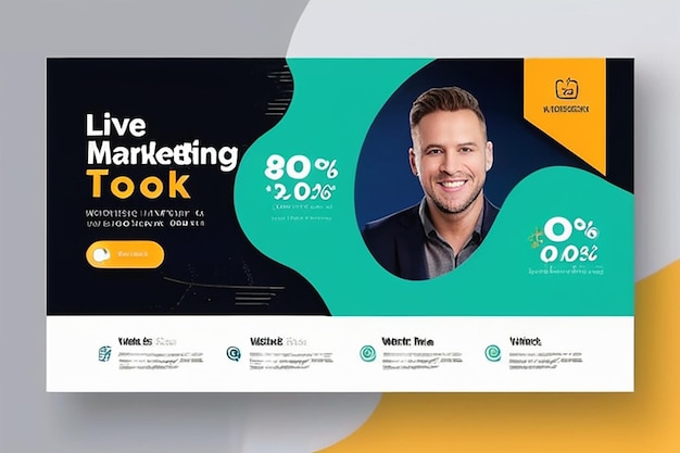 Digitale live marketing webinar en zakelijke social media post sjabloon