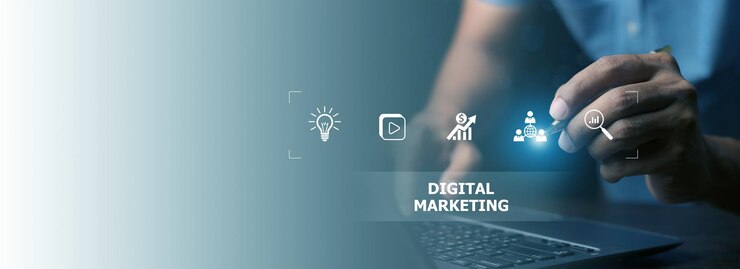 Foto digitale marketing iconen voor digitale marketing handel online verkoop concept