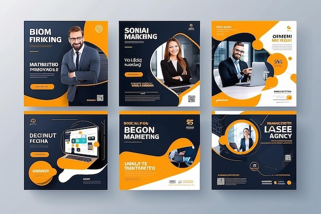 Digitale marketingbureau banner voor social media post sjabloon Set Corporate Business Promotion Social Media Web Banner