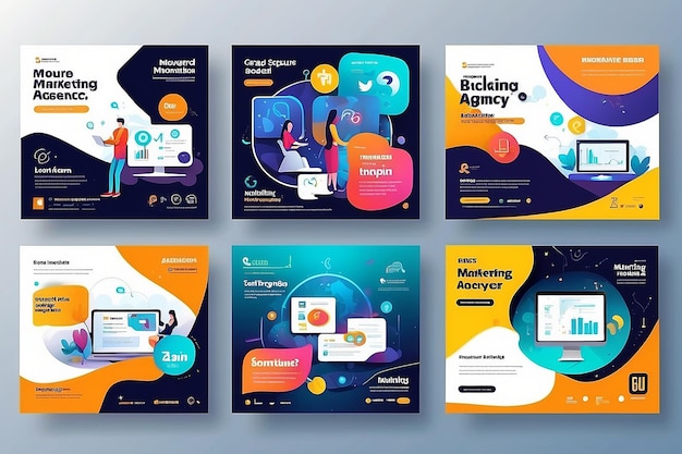 Digitale marketingbureau banner voor social media post sjabloon Set Corporate Business Promotion Social Media Web Banner