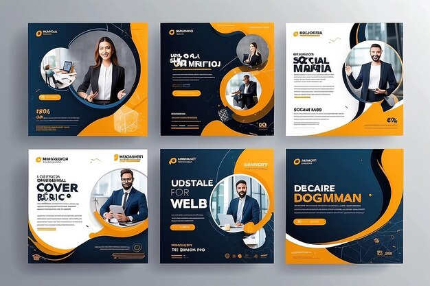 Foto digitale marketingbureau banner voor social media post sjabloon set corporate business promotion social media web banner