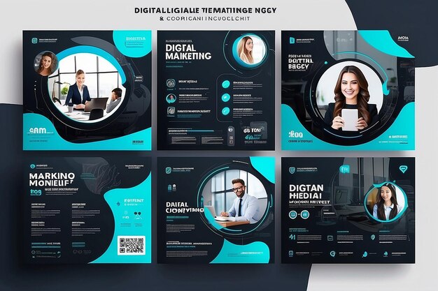 Foto digitale marketingbureau en corporate social media post template