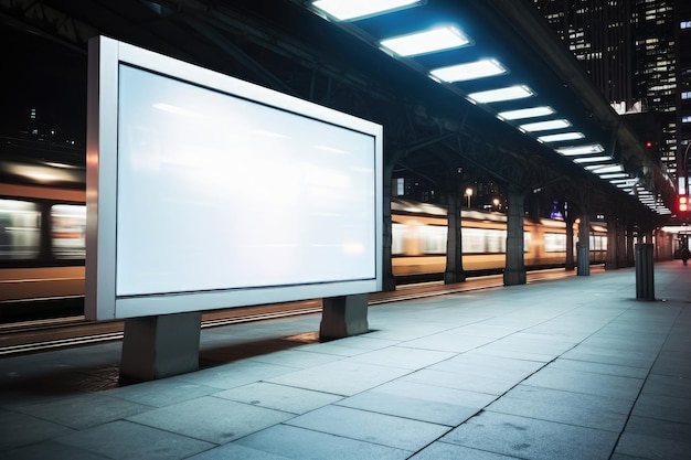 Digitale media Blank witte mock-up billboard op een metrostation