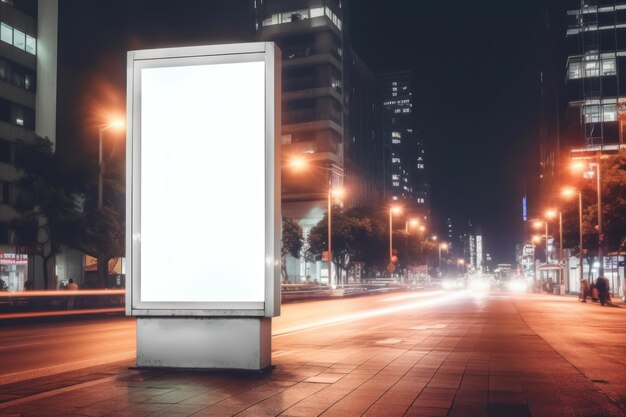 Digitale media Lege witte mock-up van reclamebord op stadsachtergrond Generatieve AI