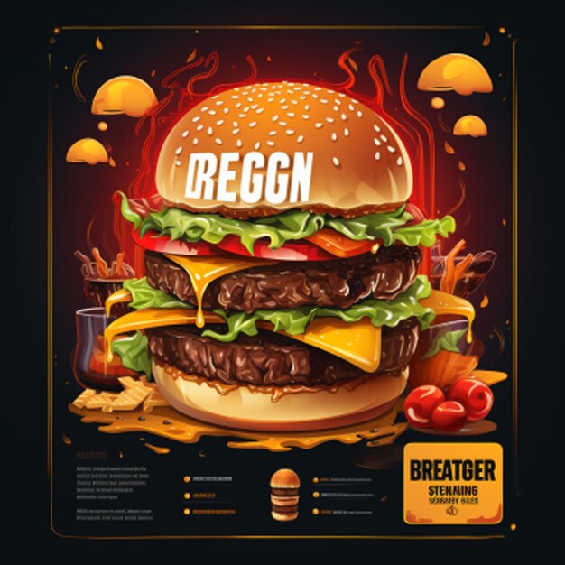 digitale restaurant burger social media post sjabloon