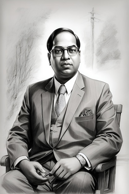 Digitale schilderij van Bhim Rao Ambedkar