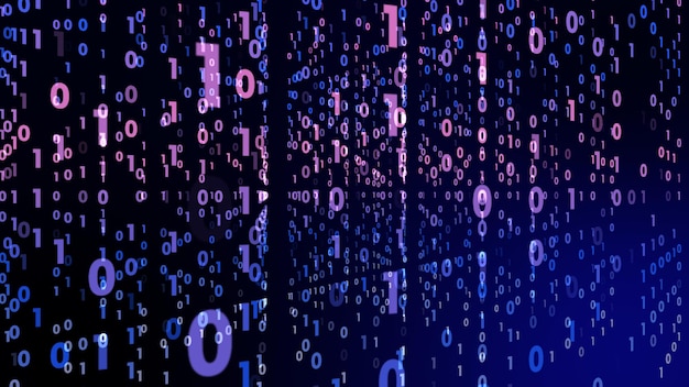 Digitale technologie met binaire cijfers lichtpad in line data toekomstige datatechnologie van cyberprogrammering 101 concept