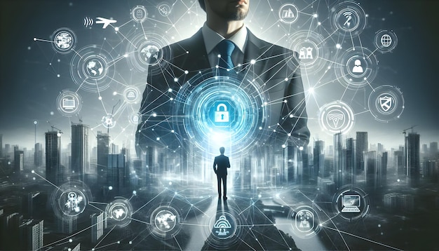 Digitale technologie versterkt de veiligheid van de bouw Man blootgesteld in ConstructSecure Network Stock Ph