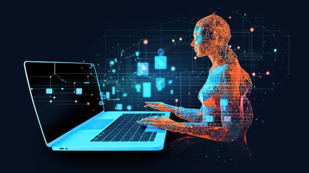 Digitale transformatie virtuele computertechnologie achtergrond bedrijfstechnologie