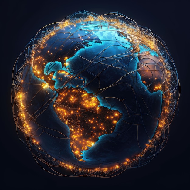 digitale wereldgemeenschapskaart mondiale kaart digitaal concept