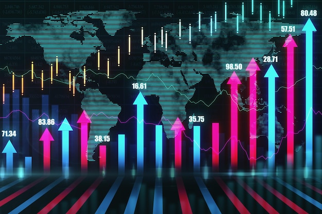 Digitale wereldkaart met kandelaargrafiek