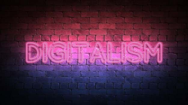 Photo digitalism neon sign on a wall