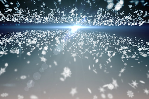 Photo digitally generated blue design with white snowflakes