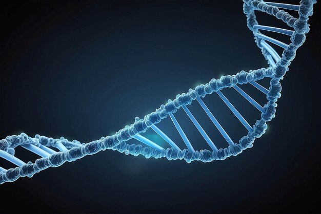 Photo digitally generated blue dna strand with ecg line 3d