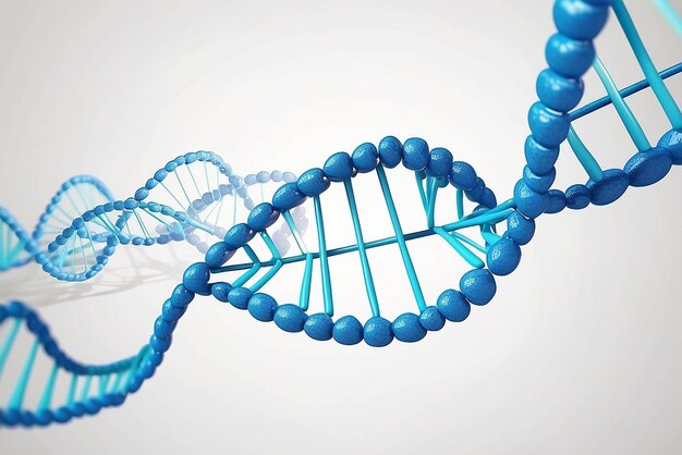 Photo digitally generated blue dna strand with ecg line 3d