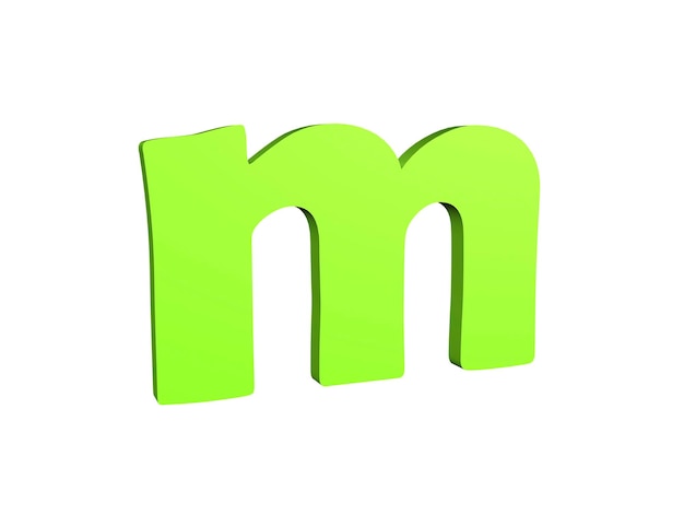 写真 白い背景の緑色の文字mのデジタル生成画像