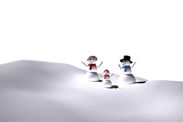 Семья с белым снегом