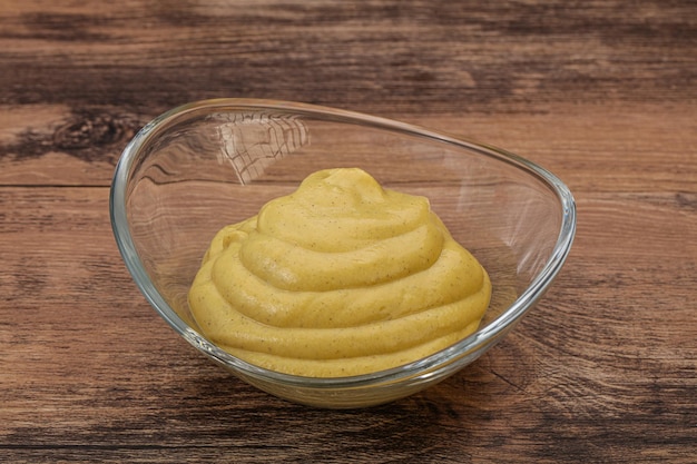 Dijon mustard sauce in the bowl