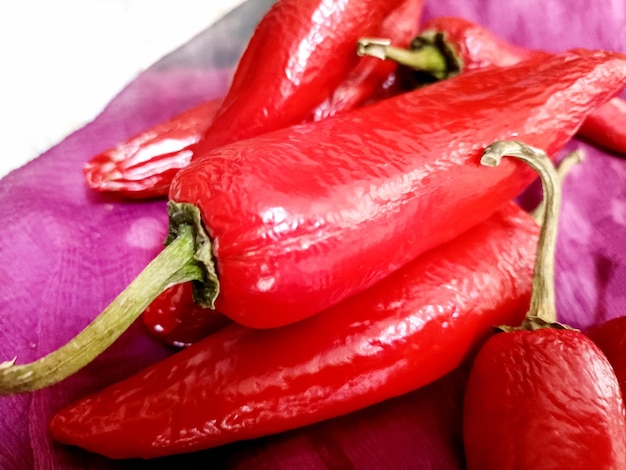 Dikke Grote Verse rode kille groente Hete rode cayennepeper of Jalepeno-chili gebruikt om Indiase augurk Lal Achari Mirch te maken