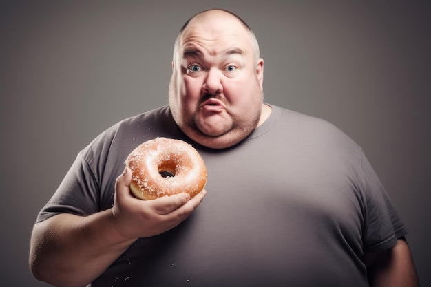 Dikke man met grote donut Genereer Ai