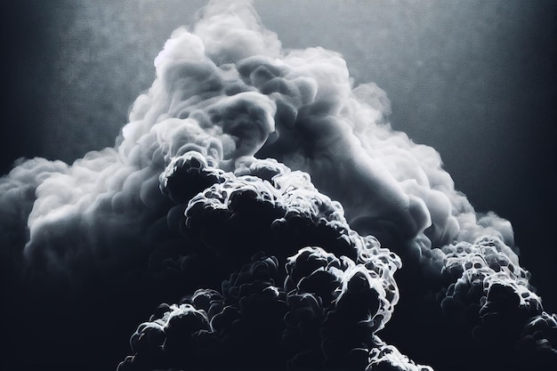 Foto dikke witte rook of dampwolk effect op zwarte achtergrond d render digitale afbeelding