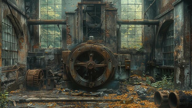 A Dilapidated Mill With Broken Machinery Background