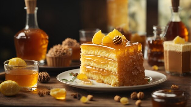 写真 美味しい蜂蜜ケーキ