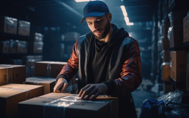 Diligent Courier at Work Organizing Shipments