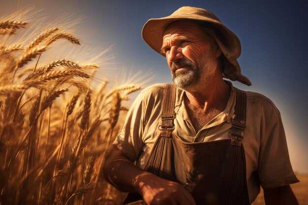 Foto agricoltore maschio diligente raccolte generare ai