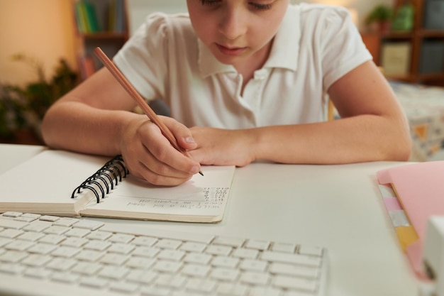 Diligent Schoolgirl Doing Homework