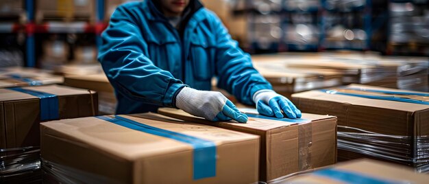 Diligent Warehouse Employee Readying Orders for Dispatch Concept Warehouse Operations Order Fulfillment Dispatch Preparation Employee Efficiency