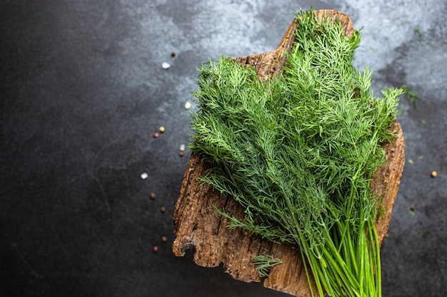 dill, fresh green herb bunch preparation for freezing serving size