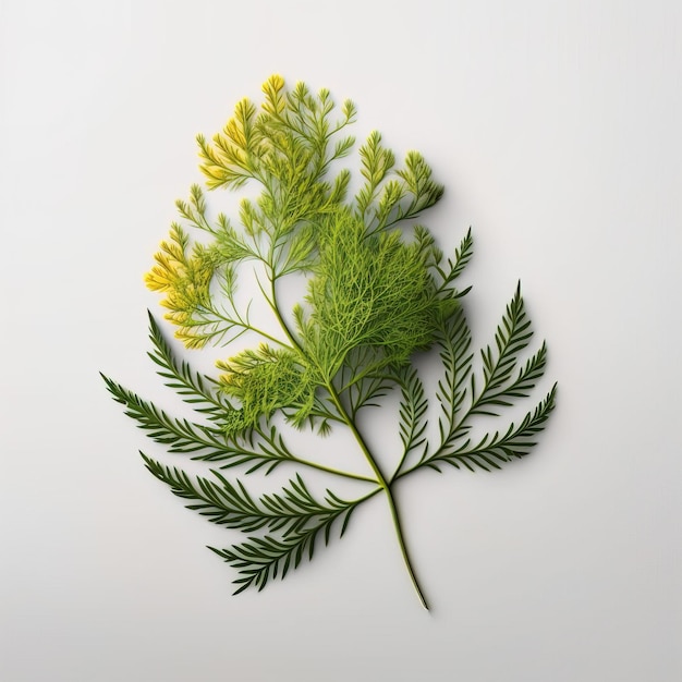 Dill Leaf branch in white simple background minimal