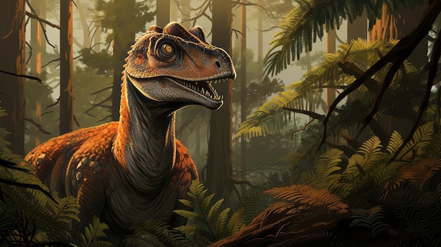 Photo dilophosaurus illustration in forest