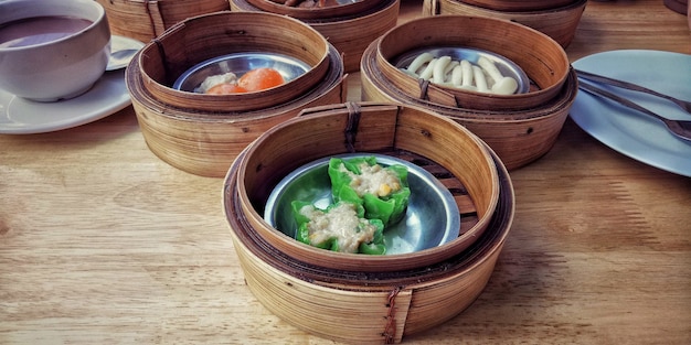 Foto dim sum in de ochtend.