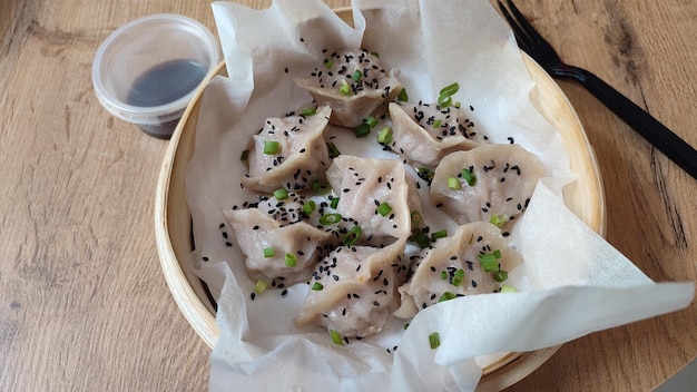 Dim sum with shrimps - original chinese dumplings