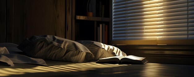 Dimly lit reading corner