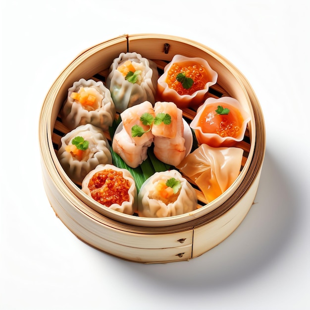 Dimsum productfotografie witte achtergrond