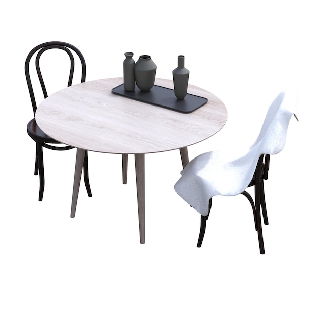 Photo diner table isolated on white background 3d illustration cg render