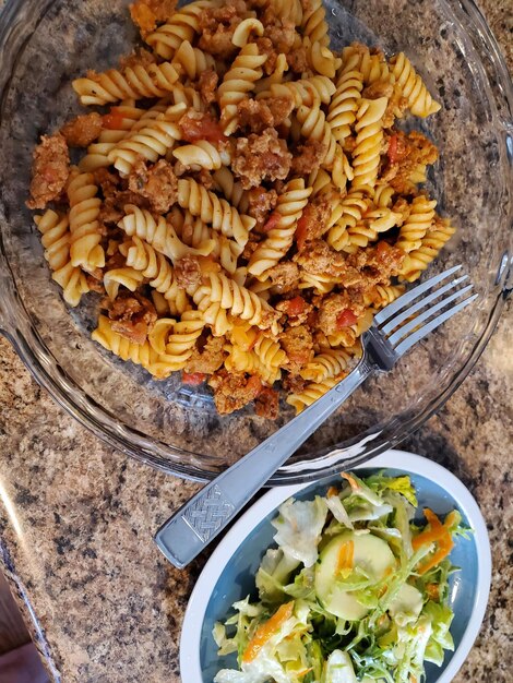 Foto dinerplaat met pasta