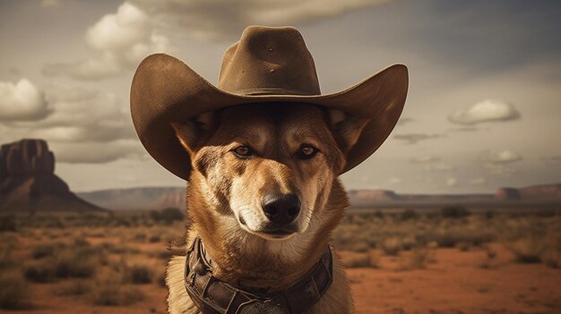 Photo a dingo in small cowboy hat ar wallpaper