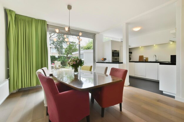 Dining area in bright colors