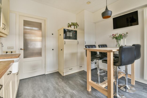 Dining area of contemporary kitchen