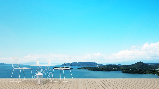 Фото Столовая или гостиная на террасе с видом на море в отеле