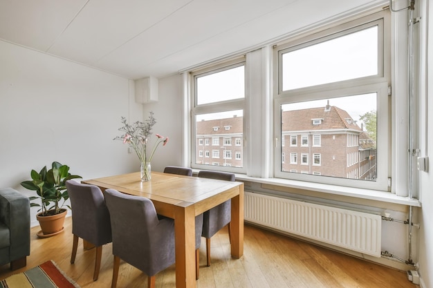 Dining area with a table for four